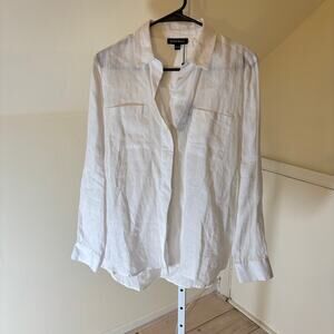 Repeat NWT Women's White Linen Button Down Blouse Size 36/XS